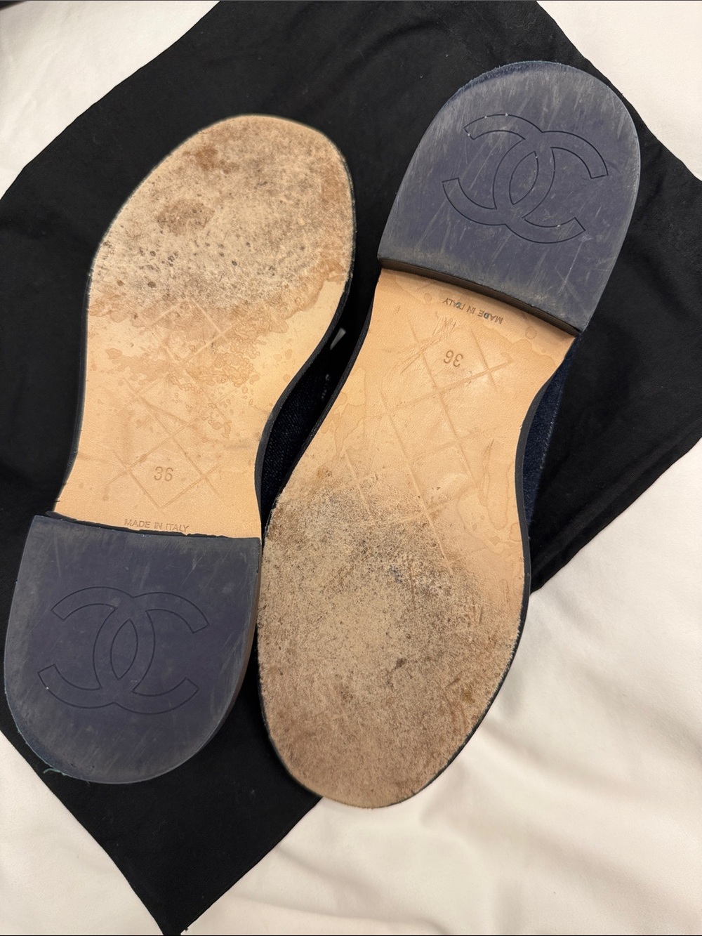 CHANEL Denim Loafers with Gold CC Hardware in Dark Blue.Box & dust bags included - Picture 3 of 8